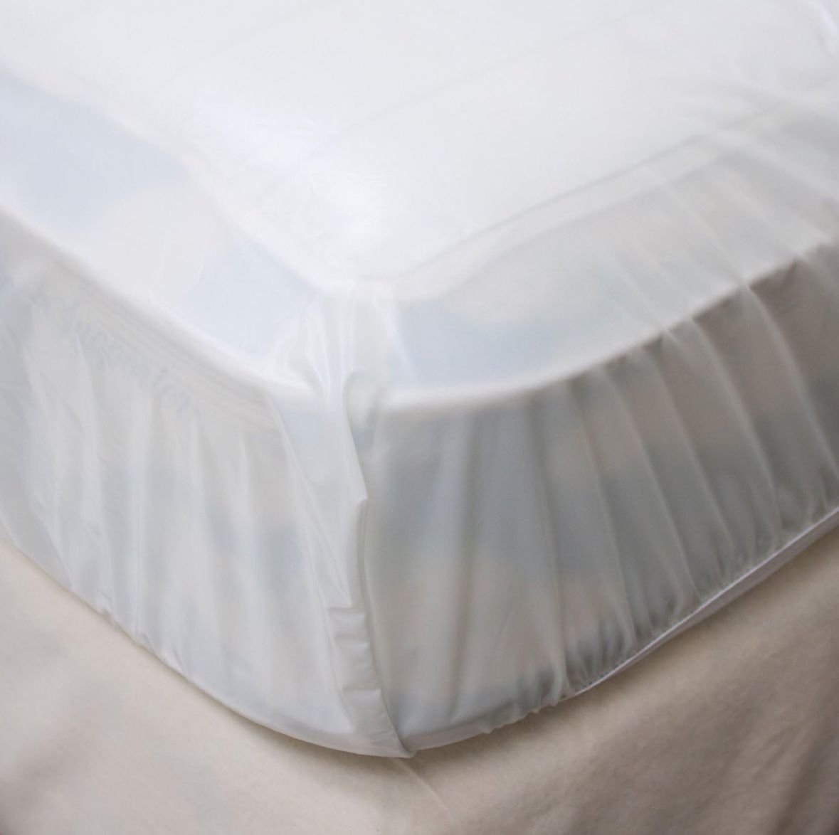 Fitted Waterproof Vinyl Plastic Mattress Protector Cover (Queen Size)