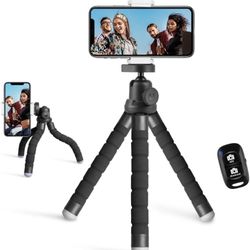 UBeesize Phone Tripod, Portable and Flexible Tripod with Wireless Remote and Clip, Cell Phone Tripod Stand for Video Recording(Black