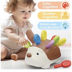 iPlay, iLearn Fine Motor Toys for Toddlers 1-3, Baby Hedgehog Montessorri Learning Educational Counting Sorter Toy, Development Infant Stocking Stuffe