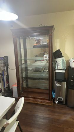 Wood and Glass Curio Display Cabinet