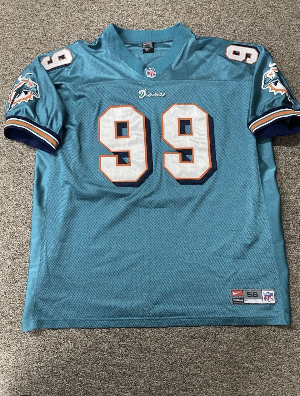 Jason Taylor #99 Miami Dolphins Aqua On-Field Sewn Authentic Nike Jersey 56 3XL