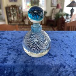 Bohemian/European Paperweight Style Perfume Bottle.Draped White Glass Chains