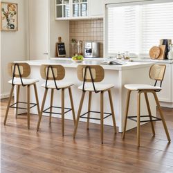 Set 4 Counter Height Modern Barstools