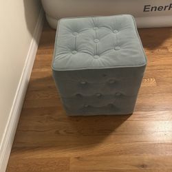 Faux-Velvet, Dusty -  blue  Ottoman