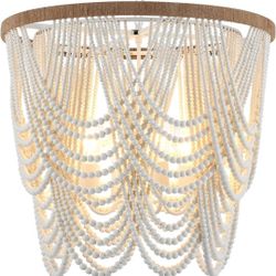 Boho Wood Beaded Chandelier