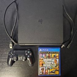 PS4 Slim Console, Model CUH-2015b, 1TB, Cords, Controller, Game, Excellent Condition 