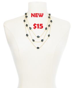 NEW Gold - tone Baroque Pearl Layered Necklace statement jewelry 20" + 2" extender Navy pearls Set in gold- tone chain Approximate length 20" + 2"