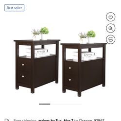 Set of Two Parlor Living Room Furniture MDF Bookshelf Storage Rack, Russet