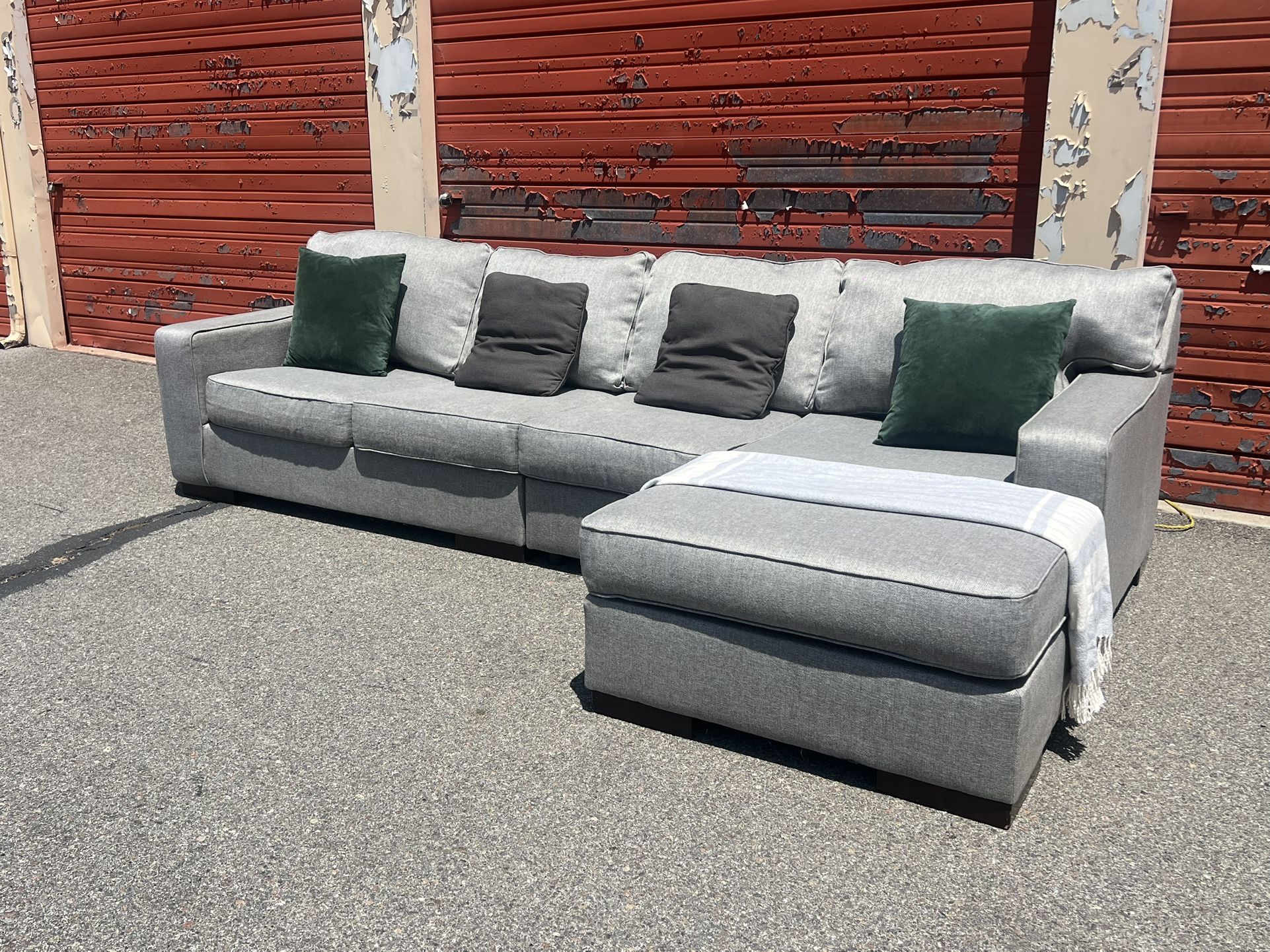 Gray 3 Piece Sectional Sofa Couch with right facing chaise