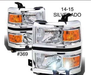 2014 To 2015 Chevy Silverado Replacement Crystal Headlights - Chrome Amber