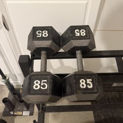 85lb Iron Hex Dumbbells