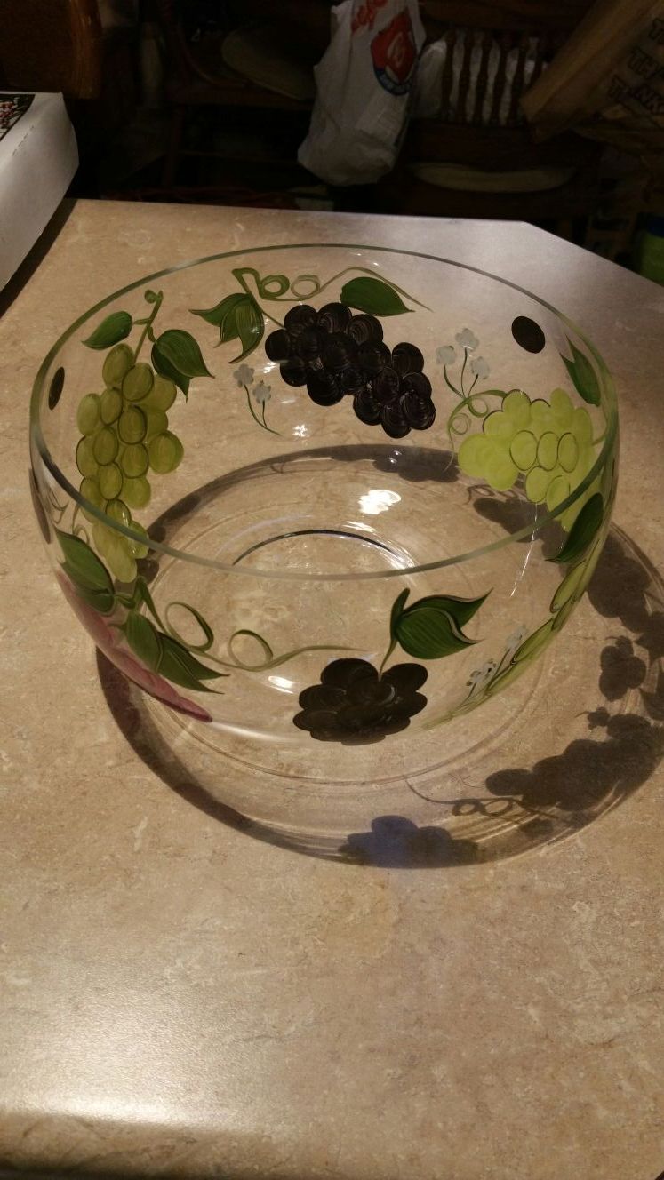 Hand etched fruit bowl