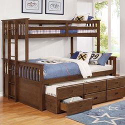 Brand New Weathered Walnut TwinXL/Queen  Bed bed  with Trundle