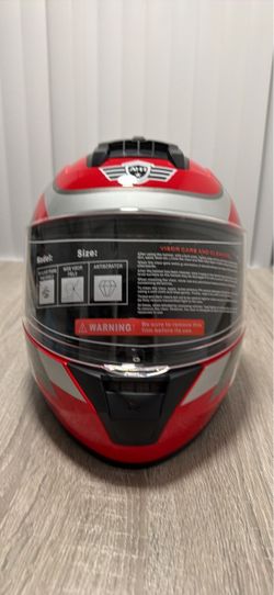 Small Full-Face Motorcycle Helmet Red andSilver