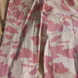 American Bazi Pink Cow Print Pants 