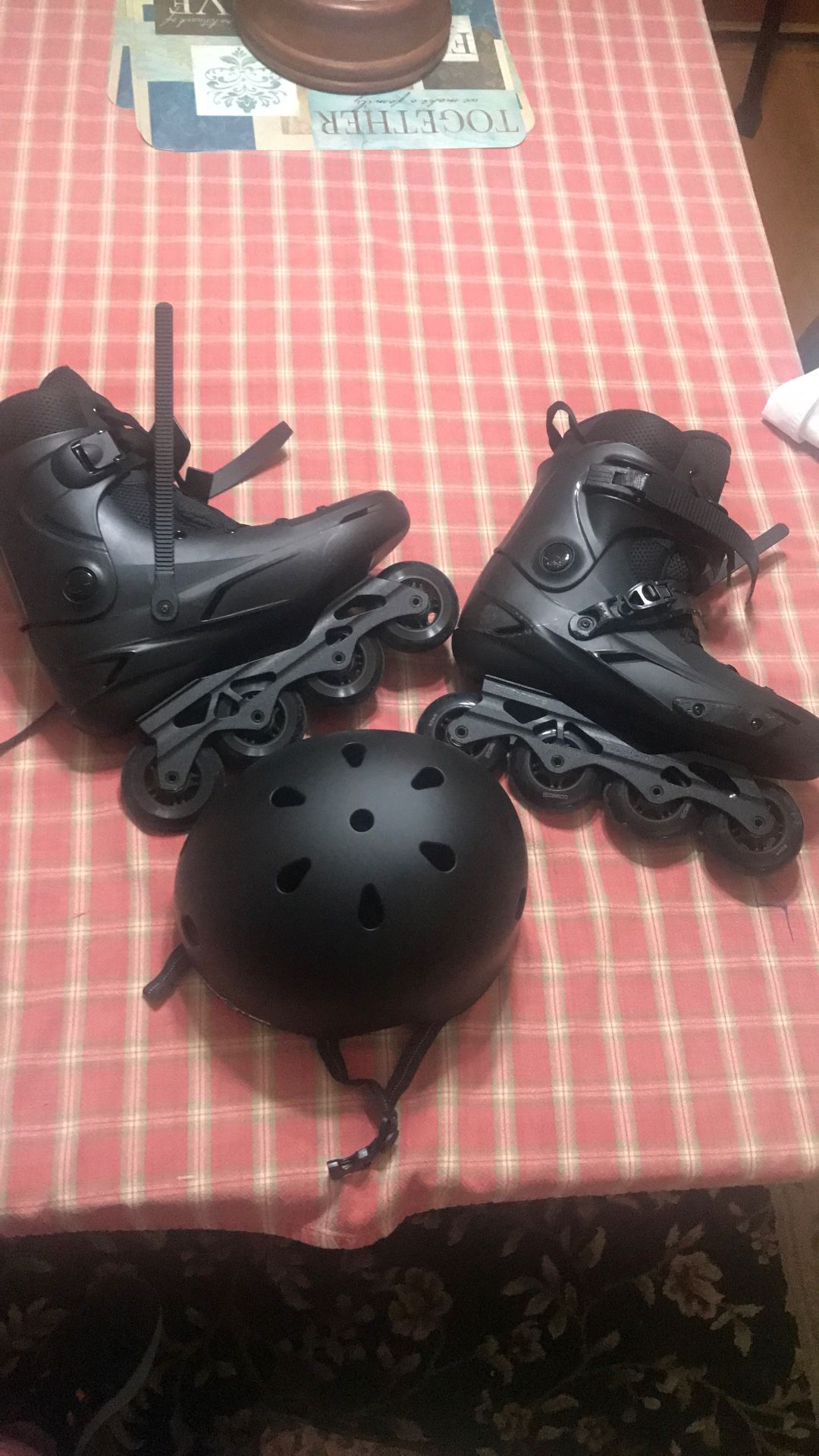 Size 12 Men’s Rollerblades And Helmet 
