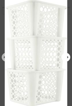 Medium Stackable White Storage Bins (3)