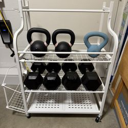 Home Gym Weight Set + Rolling Rack – $165 OBO