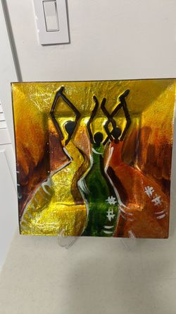 Decorative Glass Art Plate Dancing Figures