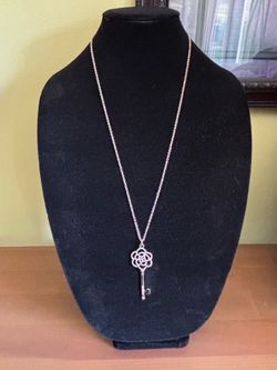 Whimsical Rose Key Pendant Necklace
