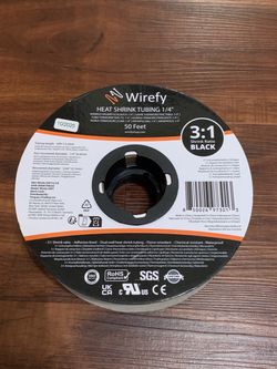Wirefy 1/4" Heat Shrink Tubing - 50 Feet, 3:1 Shrink Ratio
