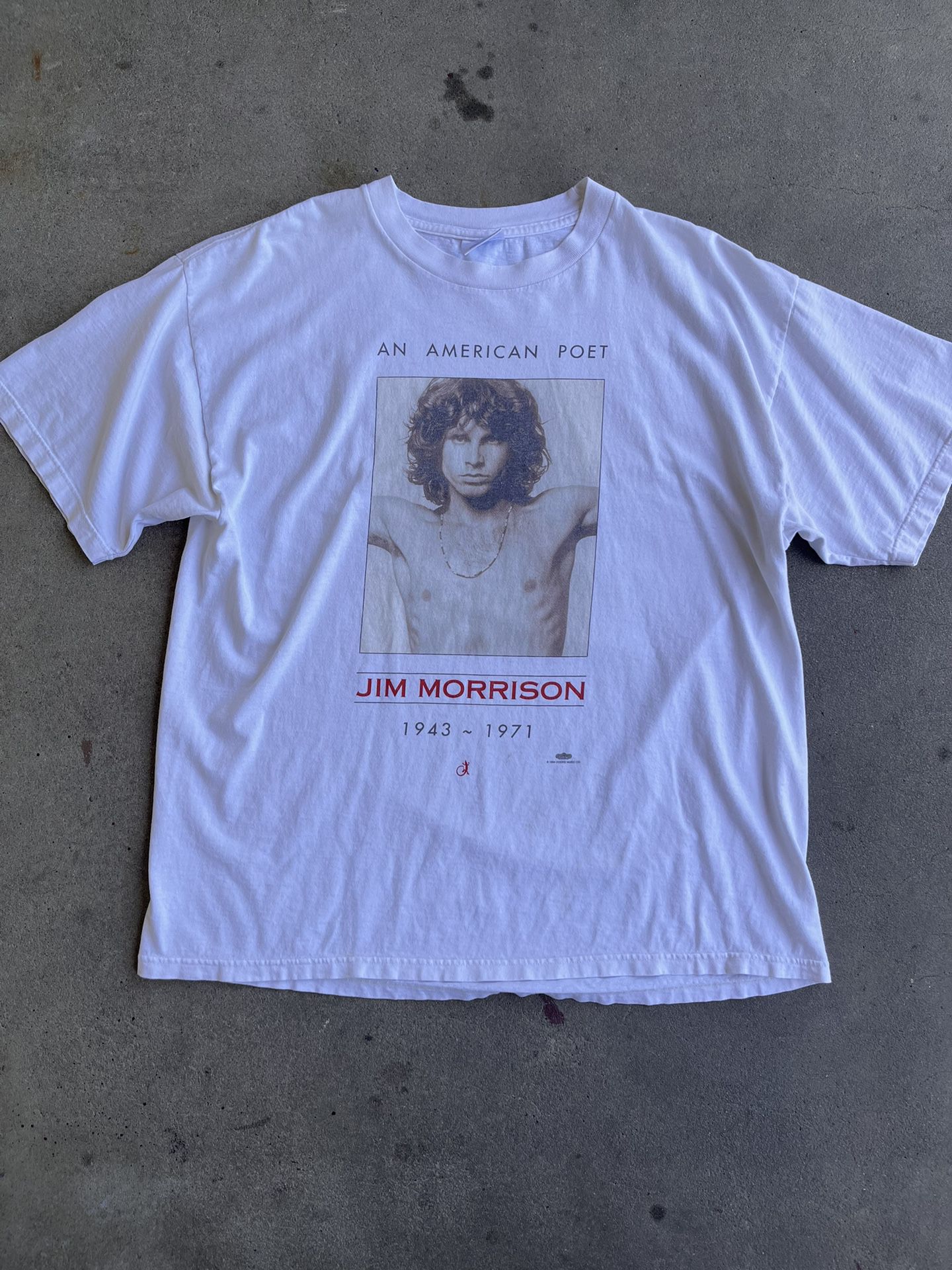 VINTAGE Jim Morrison White Shirt American Poet 1994 The Doors RARE Rock