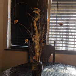 Beautiful Bronze Vase (like antique paint) with Beautiful Natural dry Decorative Branches/flowers,House, Salon, Entrance,Accent,Table, Hallway, Office