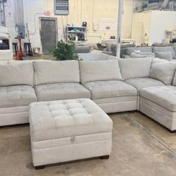 Thomasville Light Gray Tisdale 6pc Modular Sectional Couch
