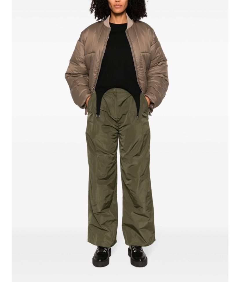 NWT [Moncler] Flared Logo High Waisted Green Trousers Women’s Sz EU 44, US 10/12