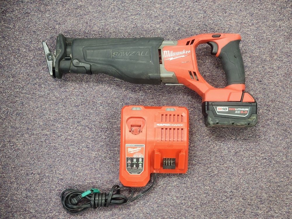 Milwaukee Sawzall Reciprocating Saw Brushless 18V with 5.0Ah Battery & Rapid Charger 