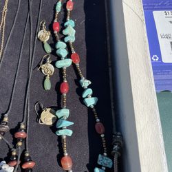 Turquoise and Coral Necklace , $38.00 