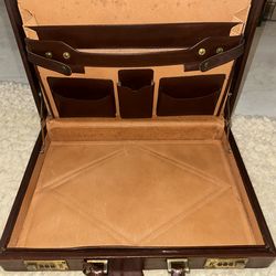 Vintage Frazen German Leather Briefcase Attache Case w/ Combination Locks – Brown