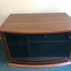 TV Stand - Brown & Black, Glass Magnet-Close doors