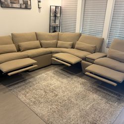 Modern Power Reclining Sectional – 3 Recliners | USB + Wireless Charging | Cup Holders