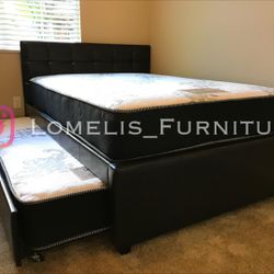 Full/Twin Expresso Trundle Beds w. Orthopedic Mattresses Included