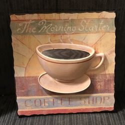 Wooden Coffee Cup Wall Hanging 9"sq