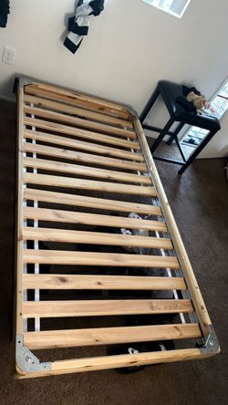 Twin Bed Frame with Wood Slats