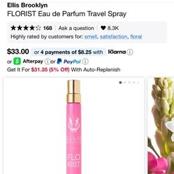New Ellis Brooklyn Florist Travel Spray Perfume