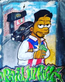 Custom Denim Vest Graffiti Simpson’s Edition very collectible 580$