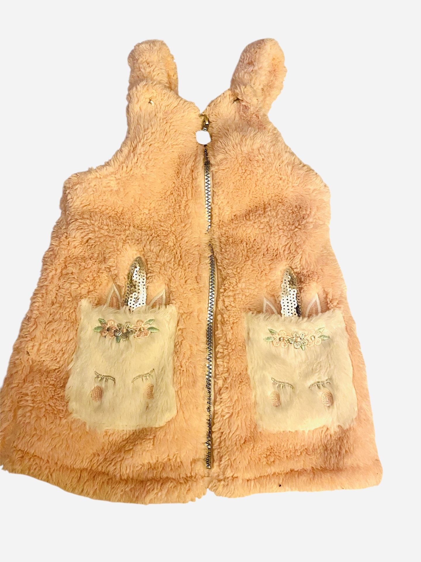 Adorable… Pink Fur bunny Dress with Pockets (size 2 )