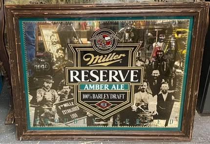Vintage Miller Reserve Amber Barley Mirror Wall Sign