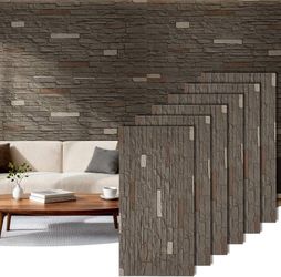 Faux Stone Brick Wall Panels, 6-Pack for Exterior & Interior, Lightweight PU Faux Rock Wall Panels, Easy DIY Install (Covers 46.49 Sq Ft)