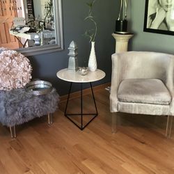Accent Velvet Chair And Bench 