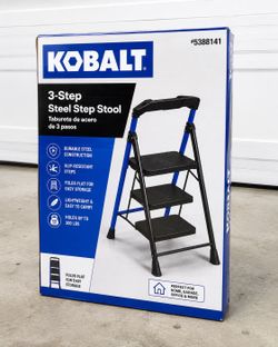 Kobalt 3-Step Steel Step Stool / Folding Ladder – Brand New