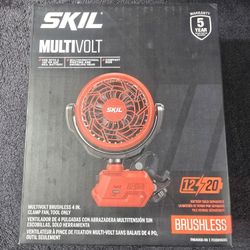 Skil - 12/20V Multi Volt Brushless 4in. Clamp Fan, Tool Only - Red