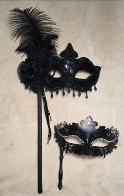 Black Venetian-style masquerade masks