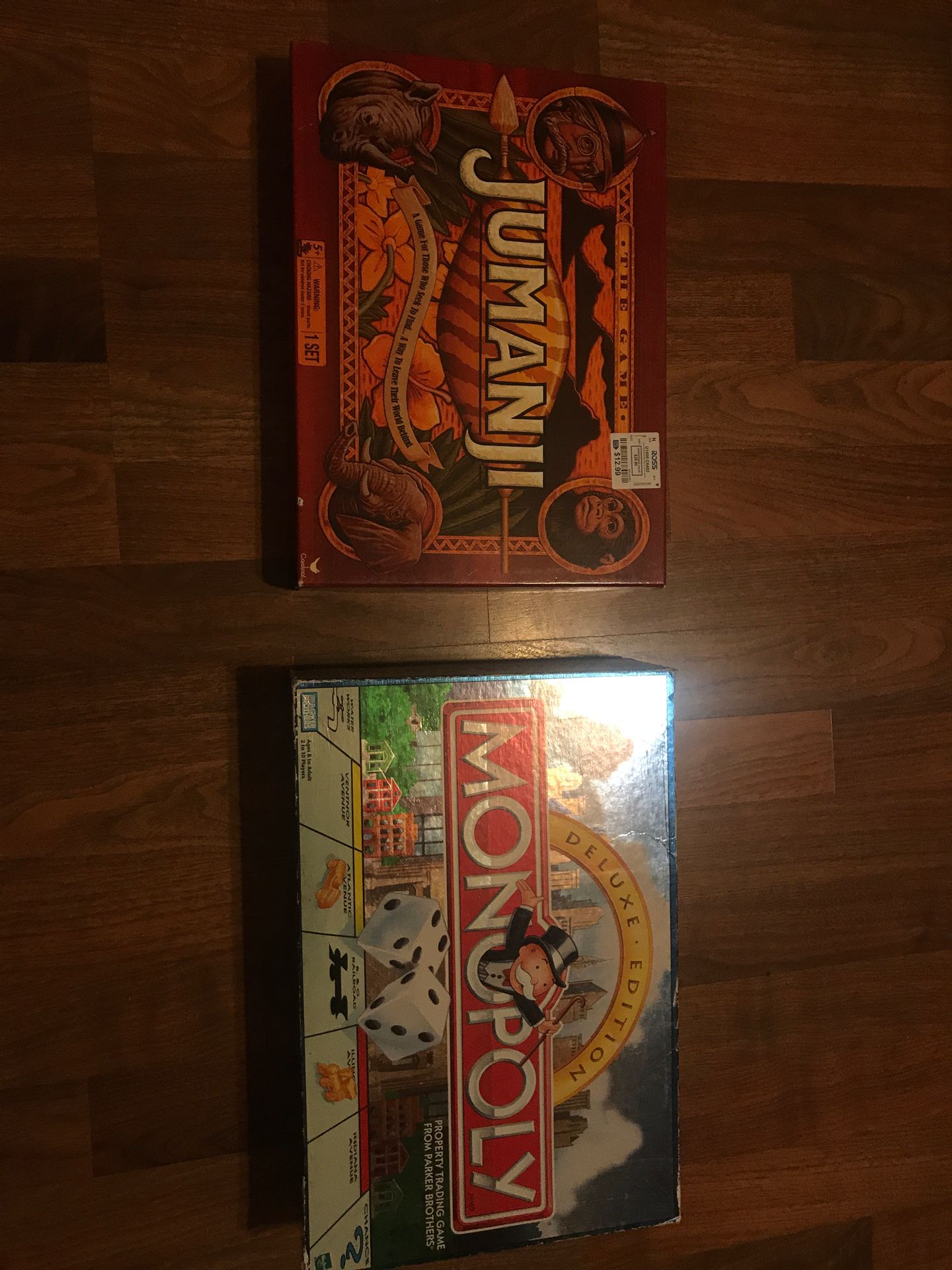 Two board games( jumanji and monopoly)