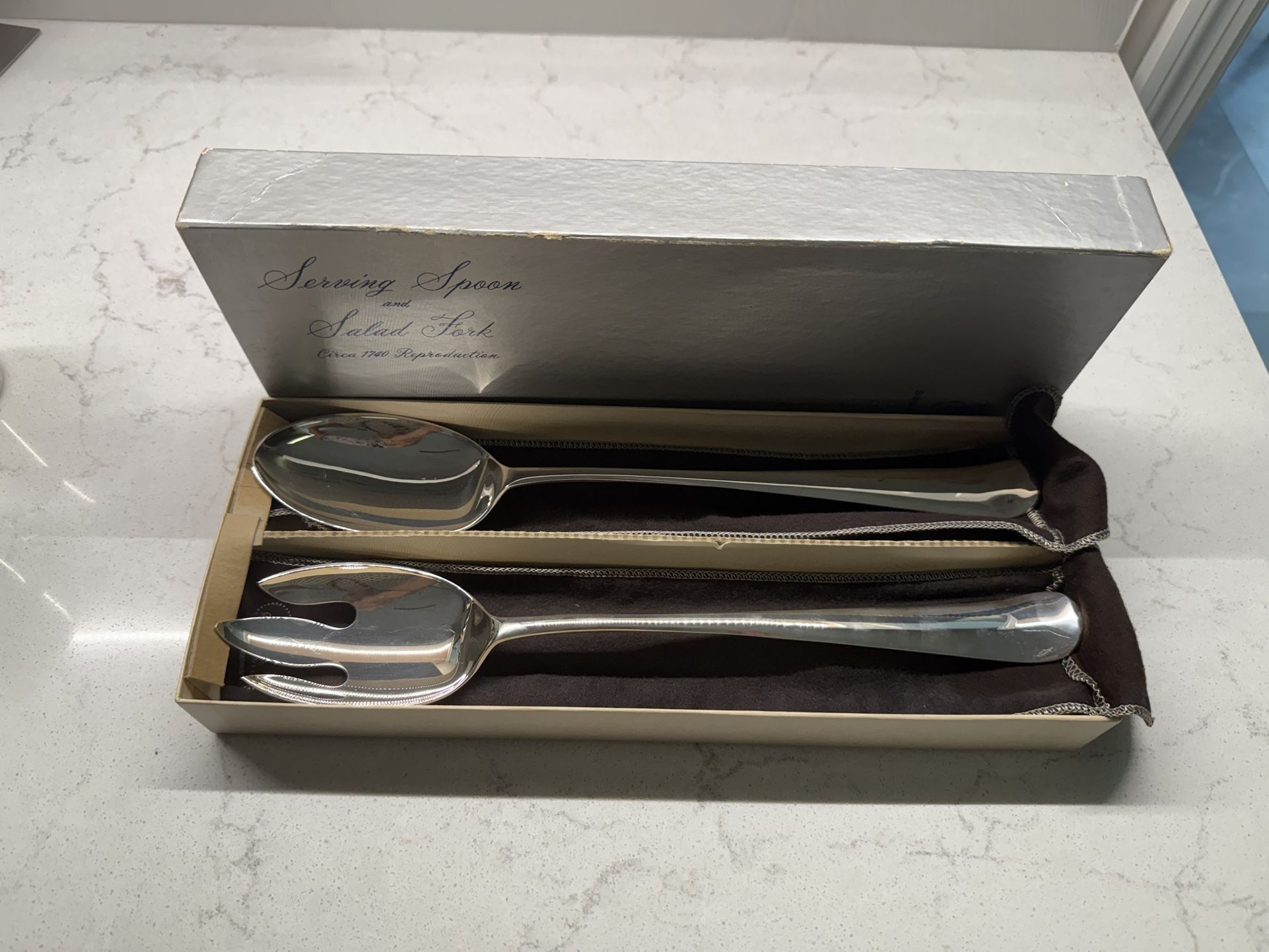 Gerity Silver Plate Large Salad Fork & Serving Spoon