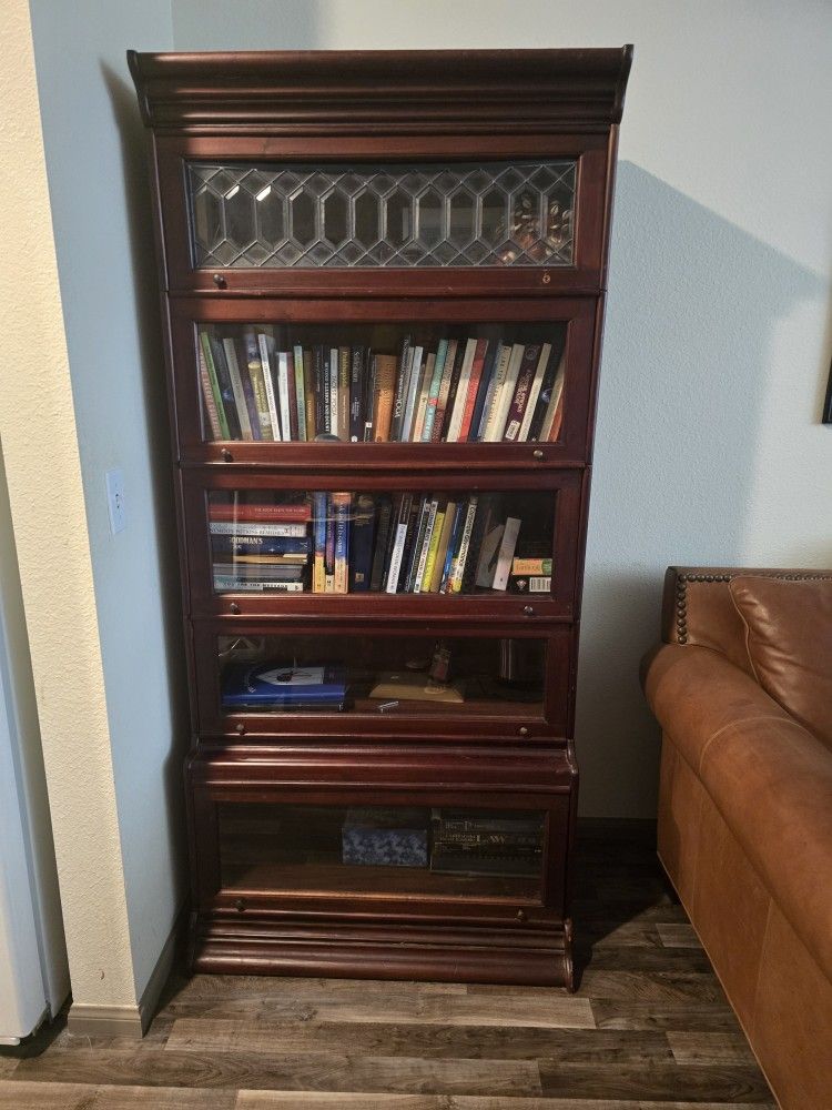 Antique Barrister Bookcase with Leaded Glass – 5 Stack | $888 OBO