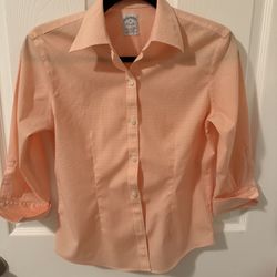 Brooks Brothers Women Gingham Orange Shirt